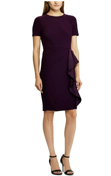 Lauren Ralph Lauren Nastasia Satin-Ruffle Jersey - Picture 2 of 5